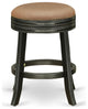 Swivel Backless Barstool 24'' Seat Height, Black Leg, F12-12 Pu Leather Brown