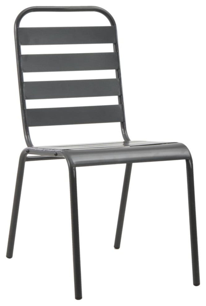 Vidaxl Stackable Outdoor Chairs, Set of 2, Steel Gray