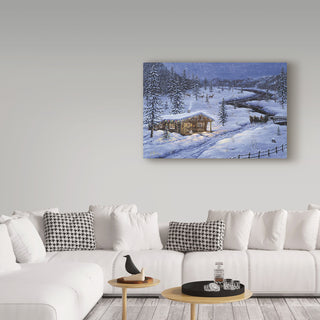 Jeff Tift 'Winter Cabin' Canvas Art, 19"x12"
