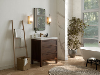 Elizabeth 30 Single Sink Bath Vanity in Dark Walnut Teak 2" Empira Quartz