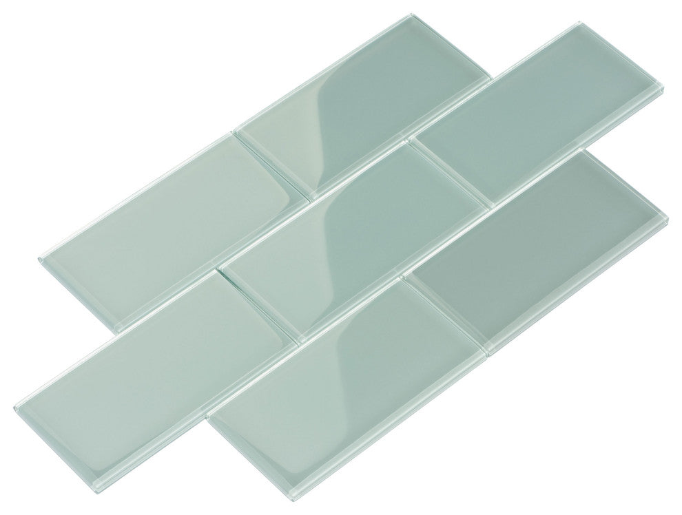 3"x6" Glass Subway Collection, Baby Blue