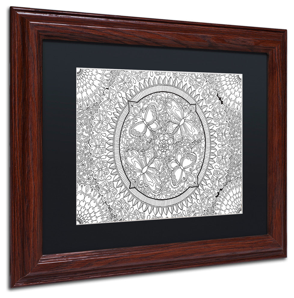 Hello Angel 'Butterfly Party Mandala' Art, Wood Frame, Black Mat, 14x11
