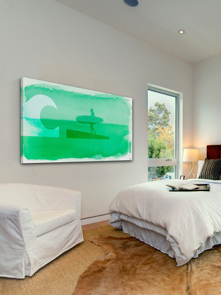 "Cali Surfer" Painting Print on Wrapped Canvas, 60"x30