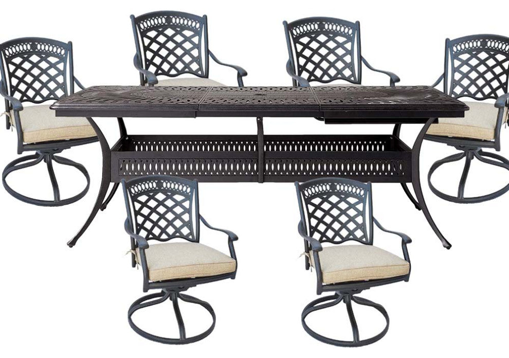 7 piece outdoor dining set expandable patio table.