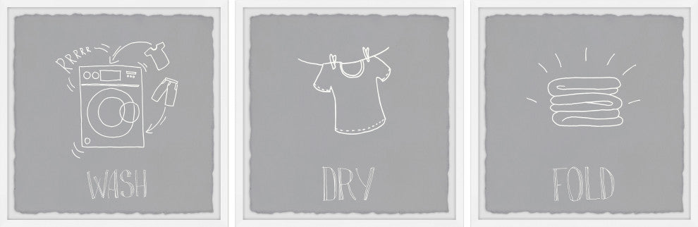 Wash Dry and Fold Triptych, 3-Piece Set, 12x12 Panels