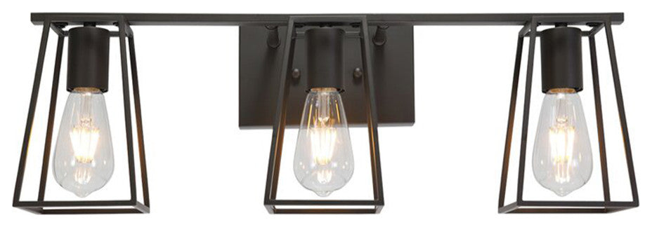 3-Light Rustic Vintage Industrial Hollow Cage Dimmable Vanity Light Wall Light