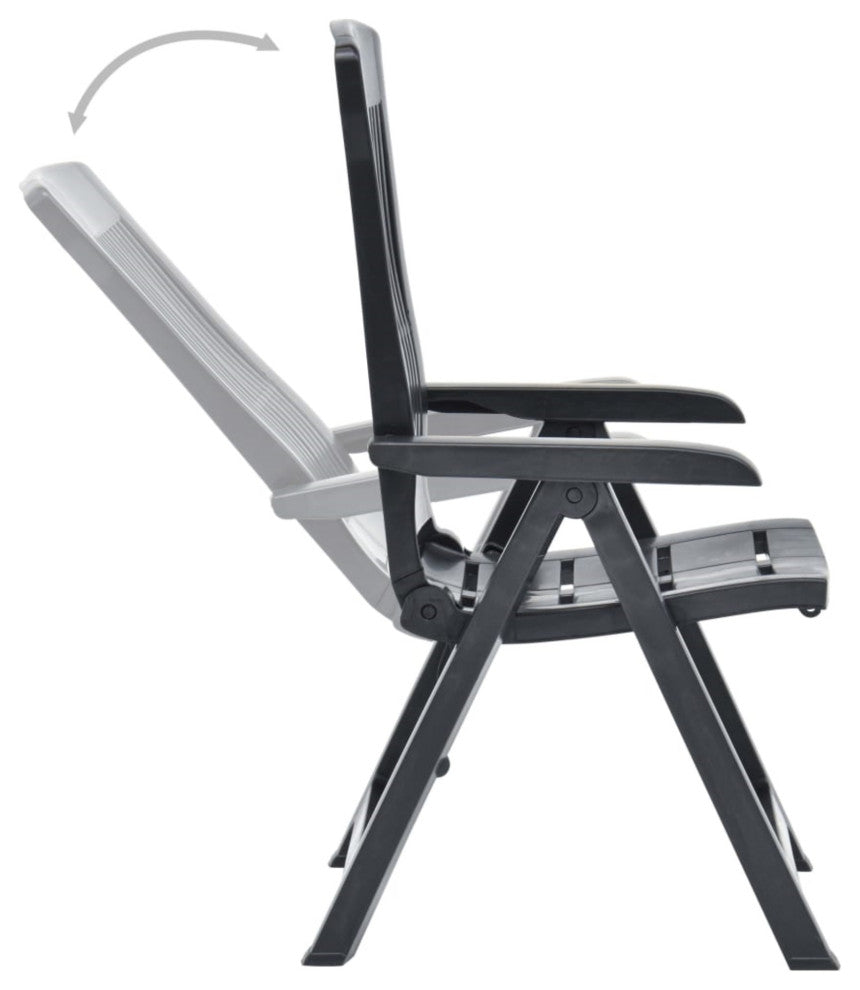 Vidaxl Garden Reclining Chairs 2-Piece Set Plastic Anthracite