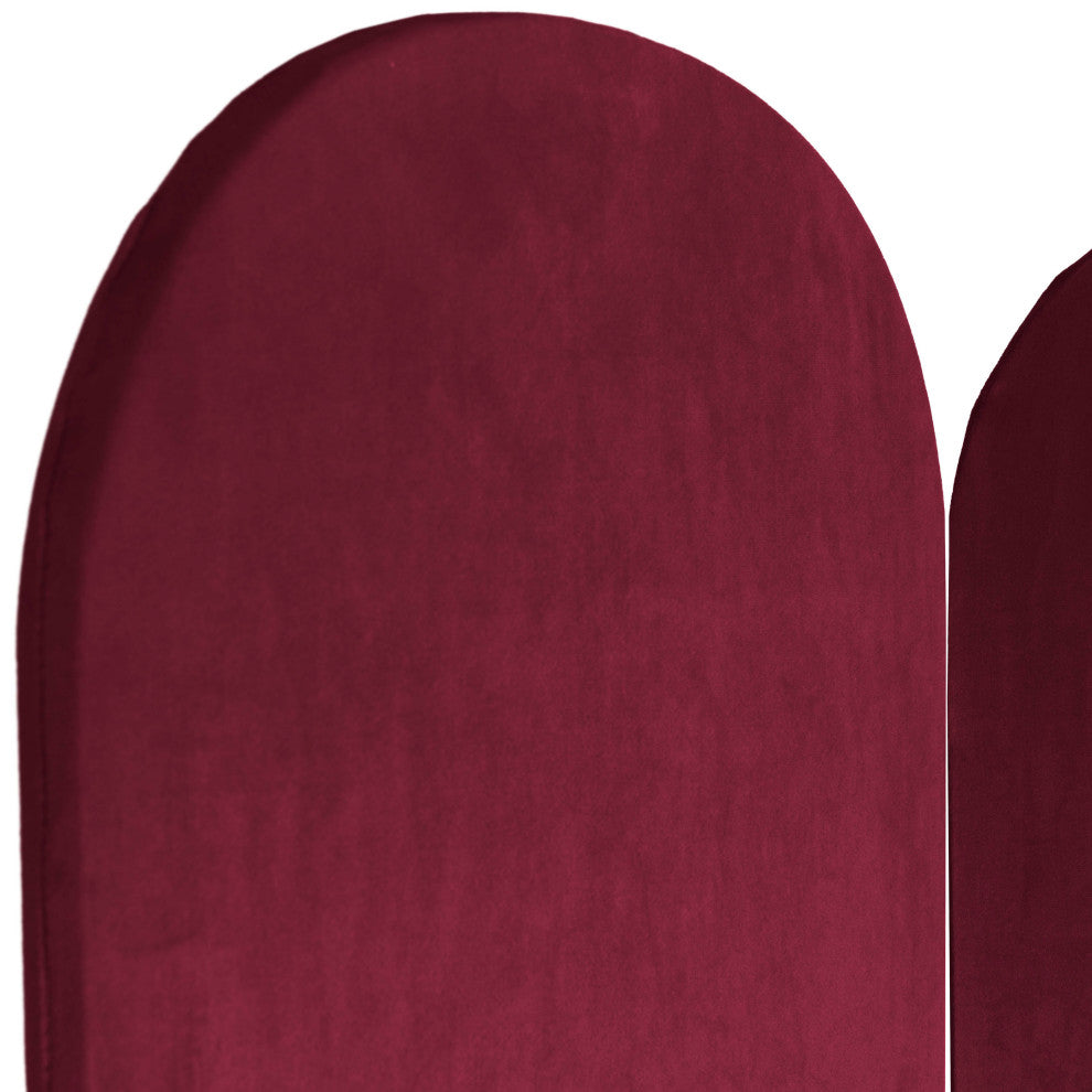 6 ft. Classic Arch Velvet Room Divider Burgundy 3 Panel