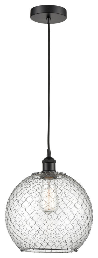 Innovations 616-1P-BK-G122-10CSN Large Chicken Wire 1 Light Pendant, Matte Black