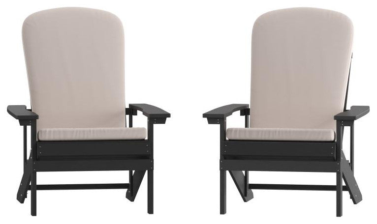 Charlestown Set of 2 Adirondack Chairs with Cushions, Slate Gray/Cream