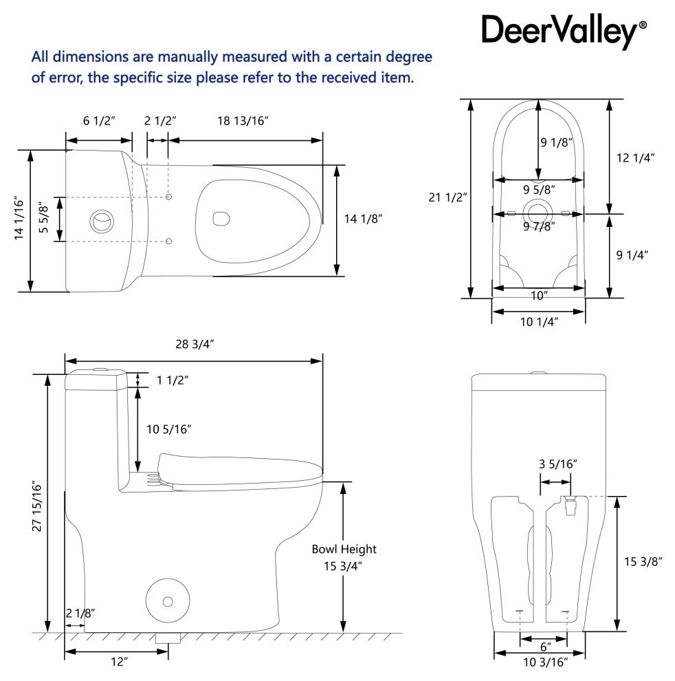 Standard ADA Height One-Piece Elongated Toilet, Dual Flush, 0.8/1.28 GPF
