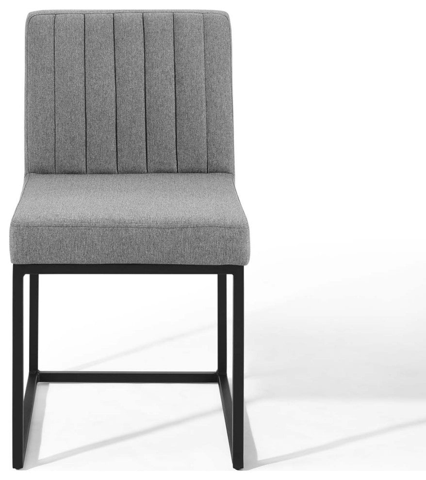 Carriage Dining Chair Upholstered Fabric Set of 2-Black Light Gray