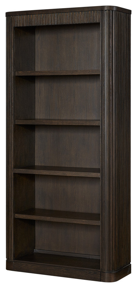 Contemporary Wood Open Bookcase, Office Storage, Brown