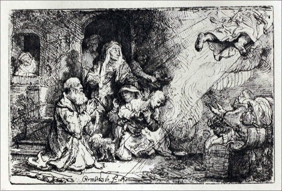 Rembrandt Van Rijn The Angel Asceding from Tobit and his Family Wall Decal