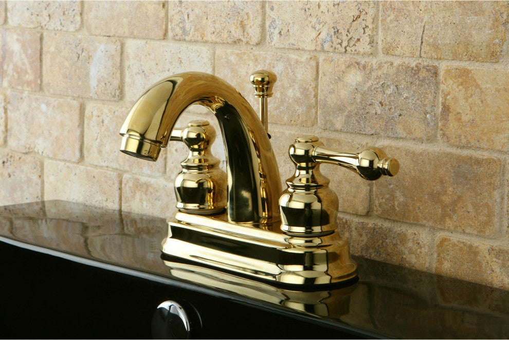 Kingston Brass 4" Centerset Bathroom Faucet, Polished Brass