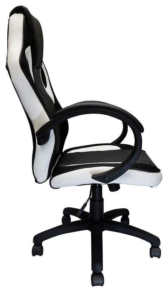 Reclining Racing Game Chair with Back Tilt and Armrest (WHITE)