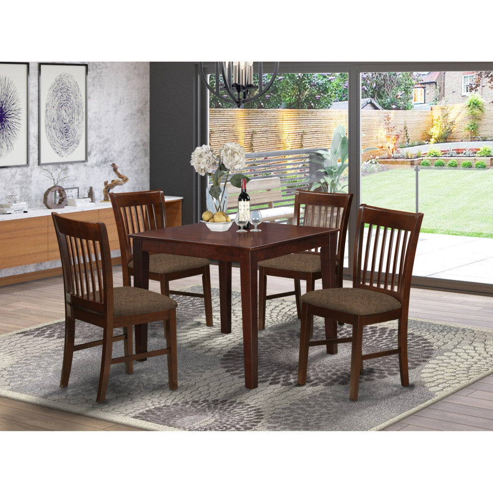 Oxno5-Mah-C 5-Piece Kitchen Table Set Square Table And 4 Dining Chairs