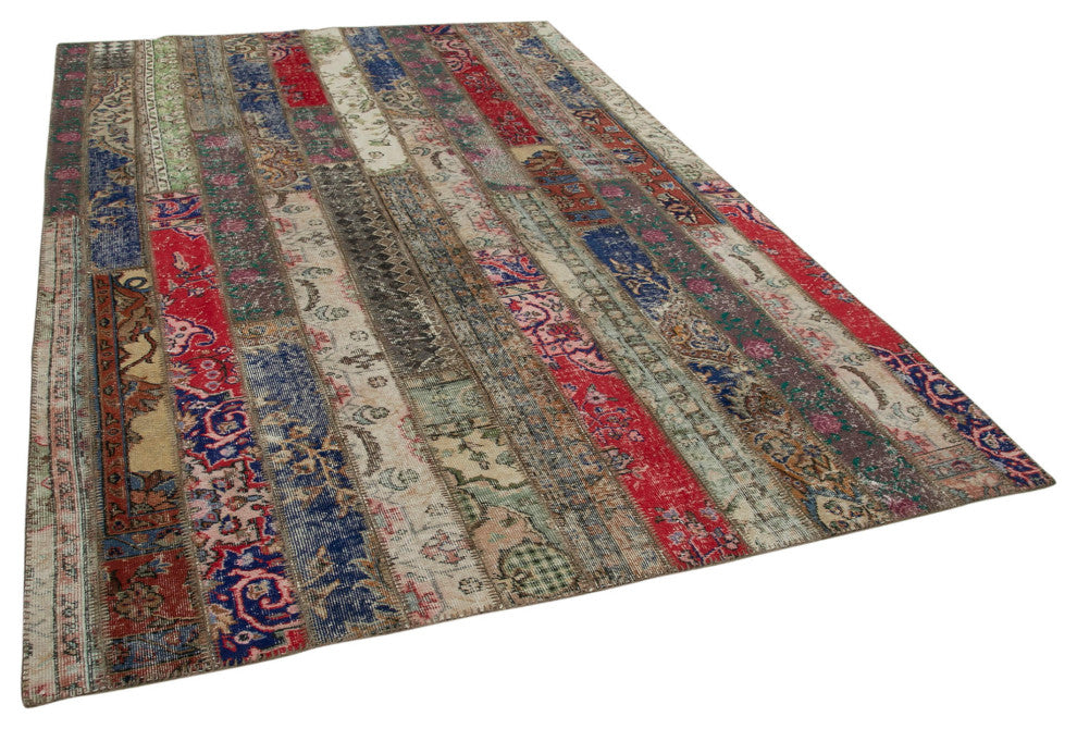 Rug N Carpet - Hand-Knotted Oriental 6' 9" x 9' 11" Wool Patchwork Area Rug