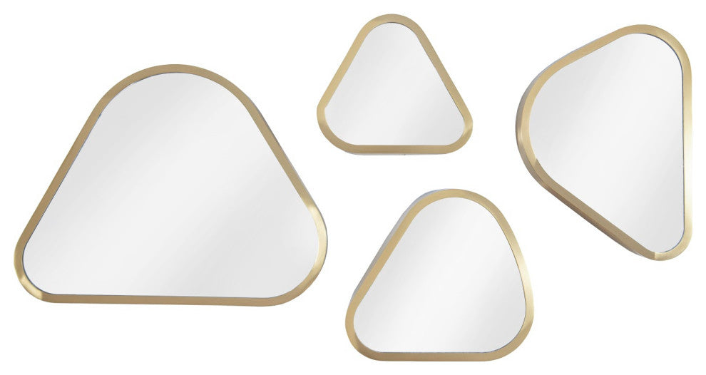 Pebble Mirrors, Set of 4, Brushed Brass