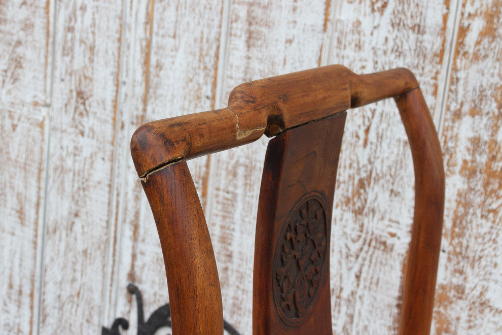 Antique Carved Elm Wood Chinese Chair