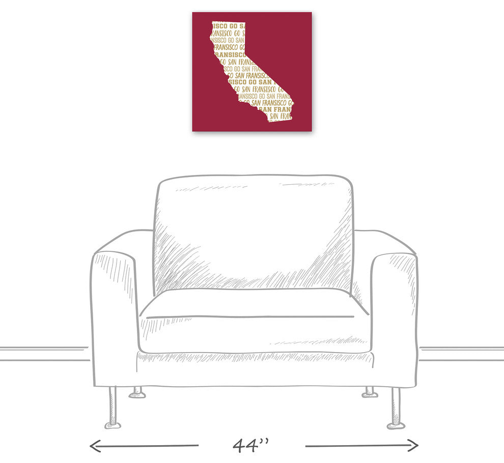 Red California Go Team 16x16 Canvas Wall Art