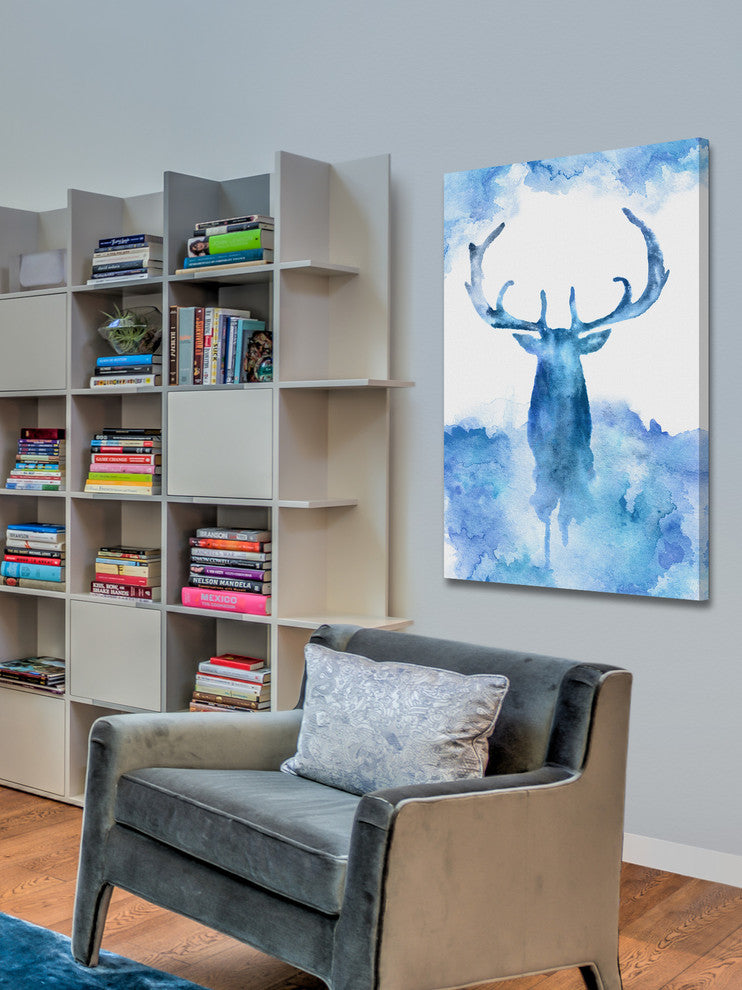 "Blue Moose" Painting Print on Wrapped Canvas