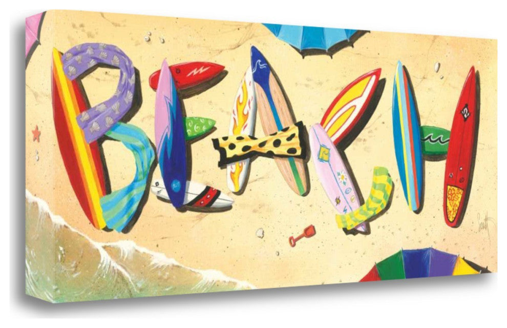 28" Colorful Beach Boards Giclee Print on Gallery Wrap Canvas Wall Art