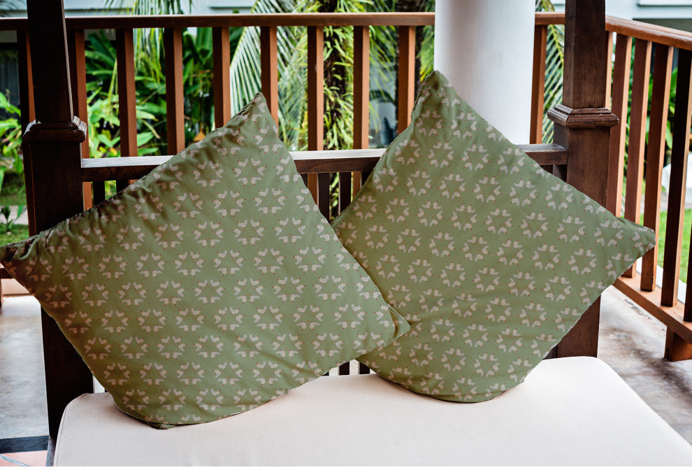 Chickens-go-round Easter Indoor/Outdoor Throw Pillow, Laurel Tree Green, 16x16"