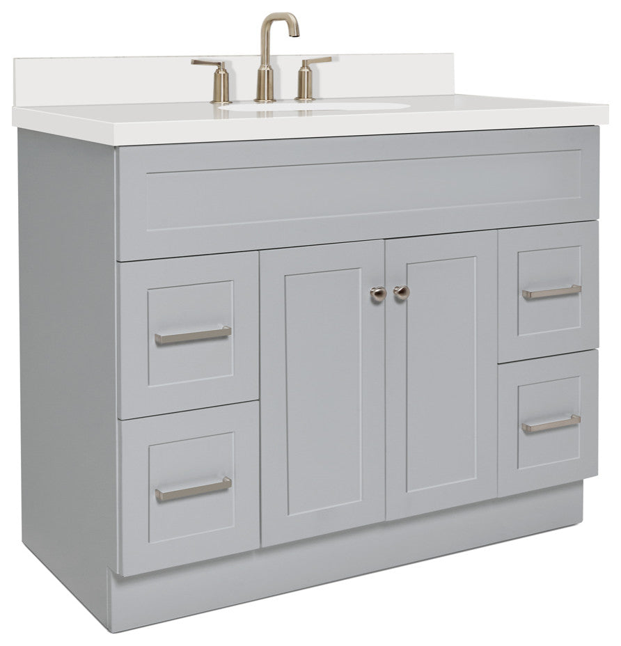 Ariel Hamlet 43" Oval Sink Bath Vanity, 1.5" White Quartz