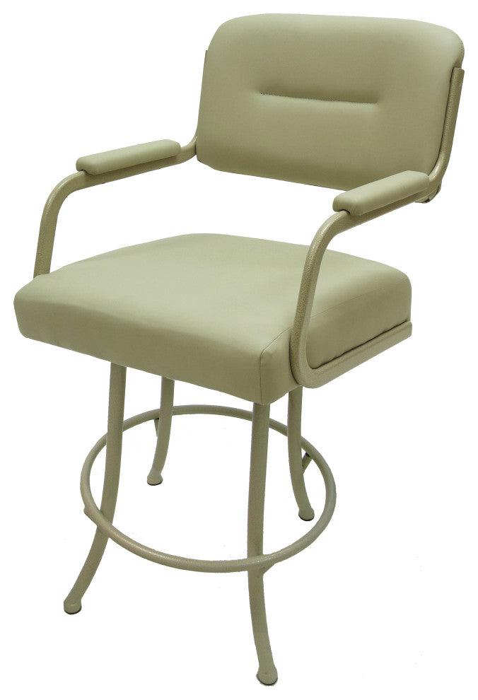 Swivel Counter Metal Bar Stool, Ocean Beige Vinyl - Beige, 26"