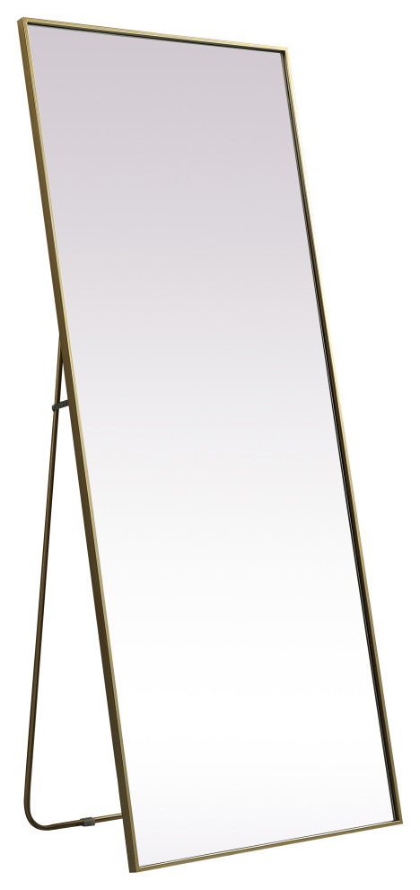 Metal Frame Rectangle Full Length Mirror 30X72 Inch, Brass