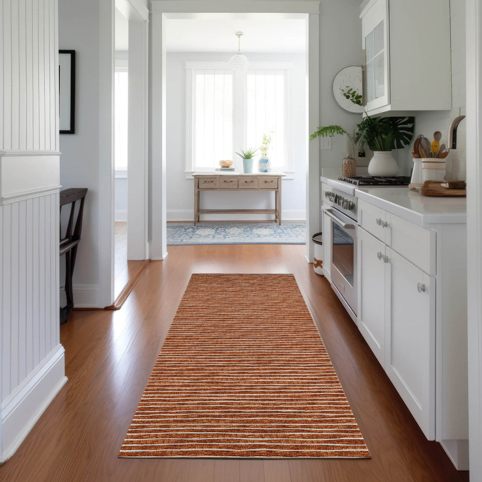 Indoor/Outdoor Laidley LA1 Paprika Machine Washable 2'3" x 12' Rug