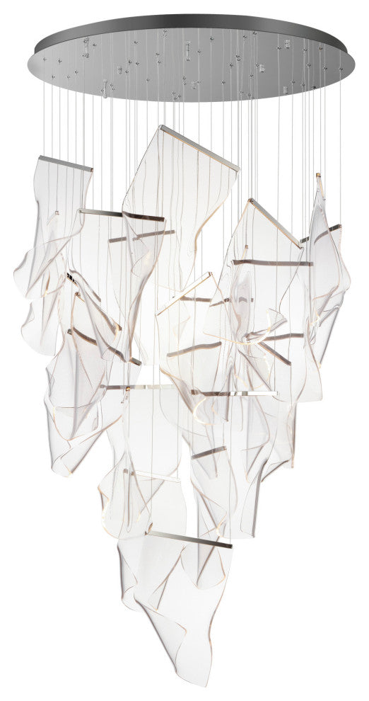 ET2 E24880-133 Rinkle 36\"W LED Multi Light Abstract Pendant - Polished Chrome