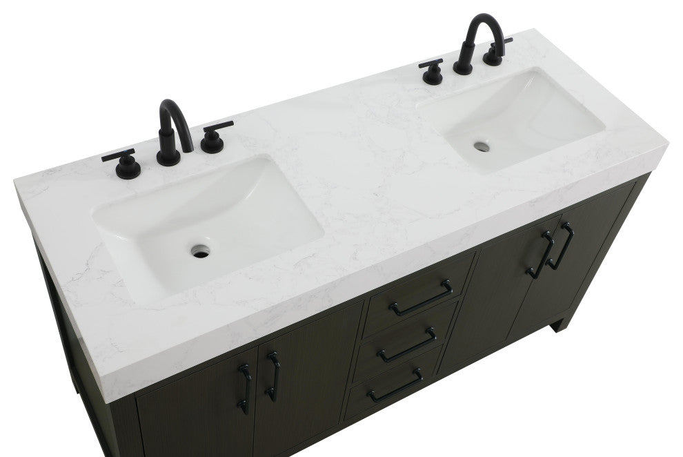 Home Living 60" Double Bathroom Vanity, Mocha Brown