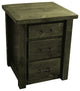 Barnwood Style Timber Peg 3-Drawer Nightstand, Weathered Slate