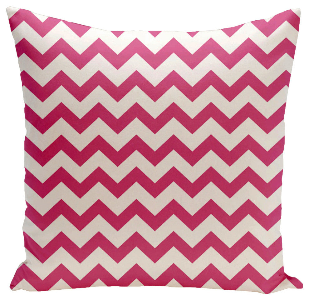 Chevron Decorative Outdoor Pillow, Fushia, 18"x18"