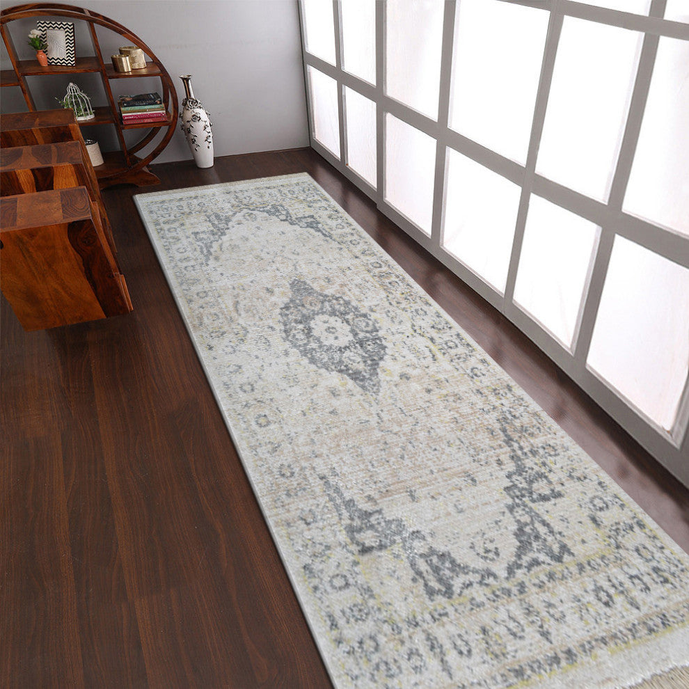 MACHINE MADE POLYESTER AREA RUGS  -Cream Color, Oriental ,Rugs for Living Room