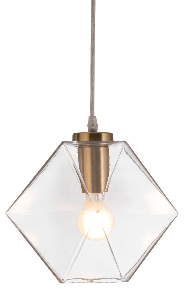 Pendant Ceiling Light Fixture, Glass, Steel Metal, Gold, Clear, Lounge Cafe