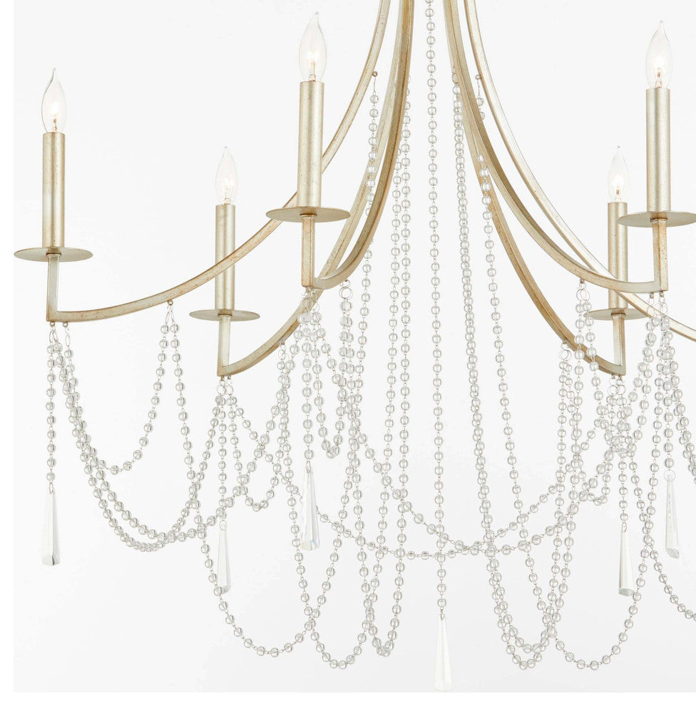 Quorum International 628-6 Malin 6 Light 32"W Crystal Empire - Antique Silver