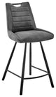 26" Gray Microfiber and Black Metal Counter Stool