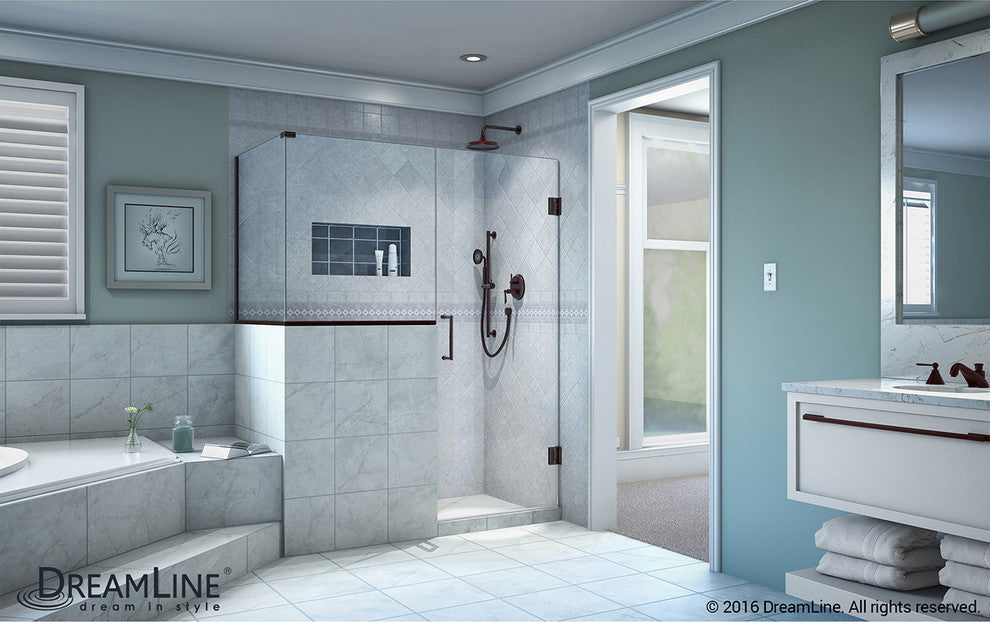 Unidoor Plus 57"x30.38"x72" Shower Enclosure, Oil Rubbed Bronze