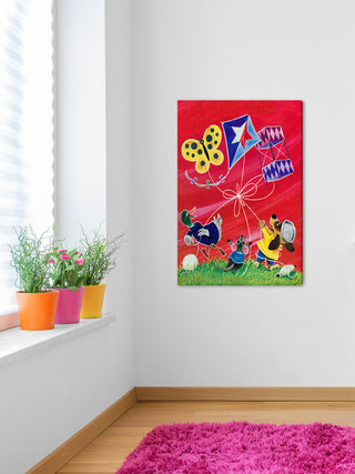 "Flying a Kite" Painting Print on Canvas by Curtis