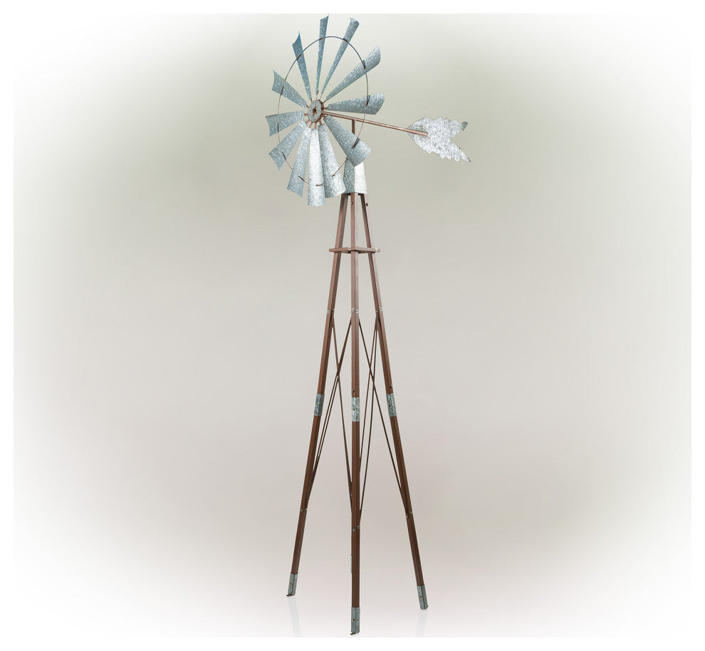 Alpine Garden Metal Kinetic Windmill, 101"Tall