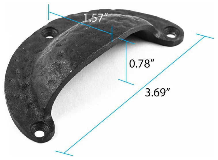 Cabinet Drawer Bin Pull Black Iron Cup 3 1/2 W x 1 3/4 H Pack of 12