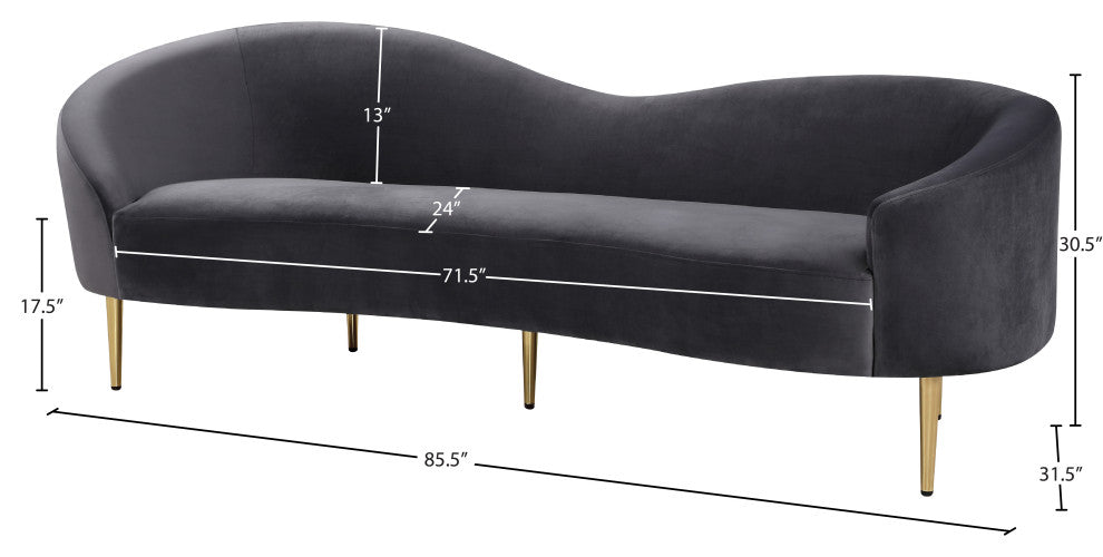 Ritz Velvet Upholstered Sofa, Grey