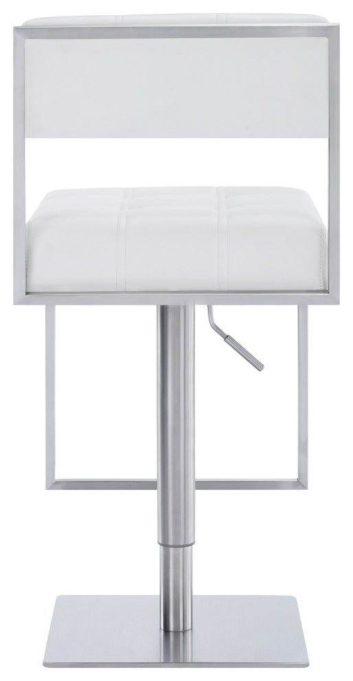 Kylee Swivel Barstool in Faux Leather, White