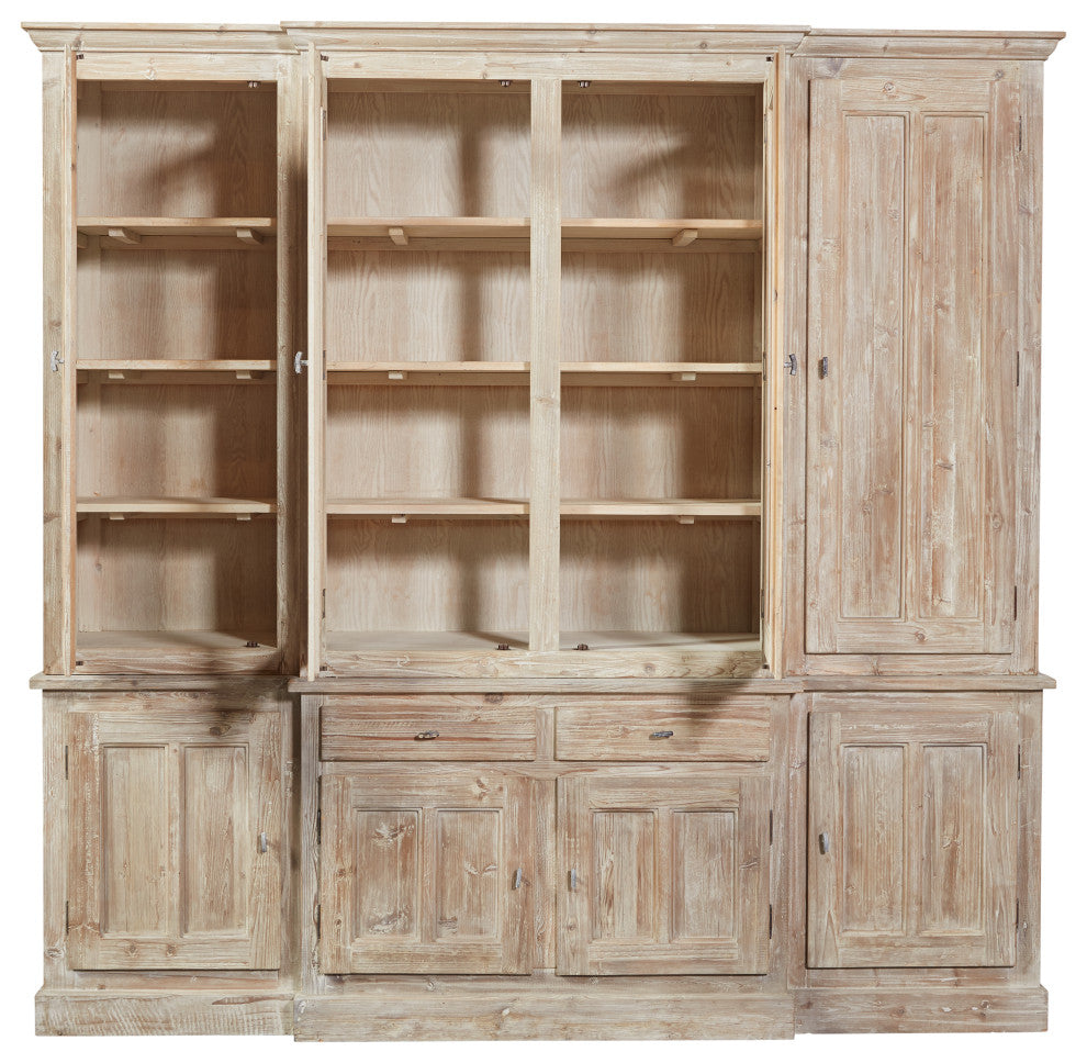 Wainscott Reclaimed Pine Shabby Chic 91-inch Display Cabinet