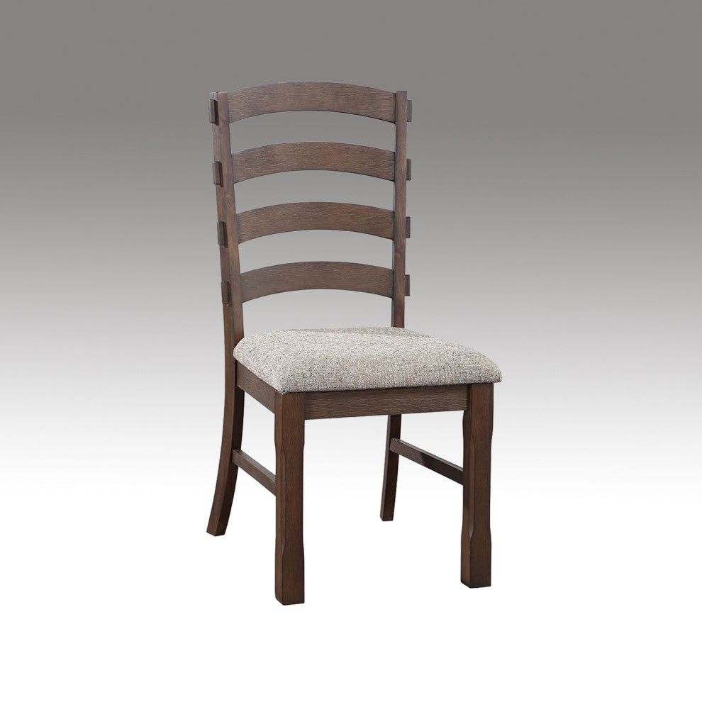 Side Chair, Set of 2, Gray Fabric, Rustic Brown and Oak Finish, Pascaline
