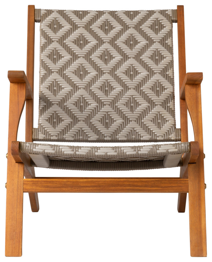 Vega Natural Stain Outdoor Chair in Diamond-Weave Wicker