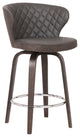 Benzara BM236834 Curved Back Leatherette Barstool With Swivel Mechanism, Brown
